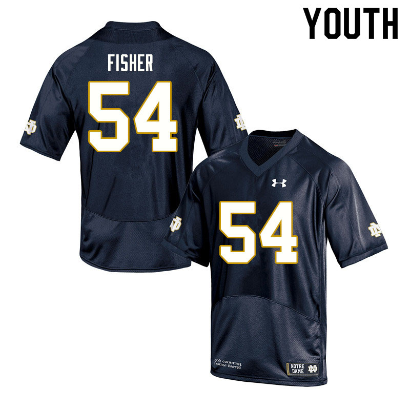 Youth NCAA Notre Dame Fighting Irish #54 Blake Fisher Stitched College Under Armour Authentic Navy Football Jersey UO10G31ER